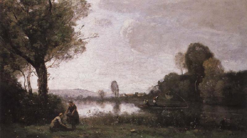 camille corot Seine Landscape near Chatou France oil painting art